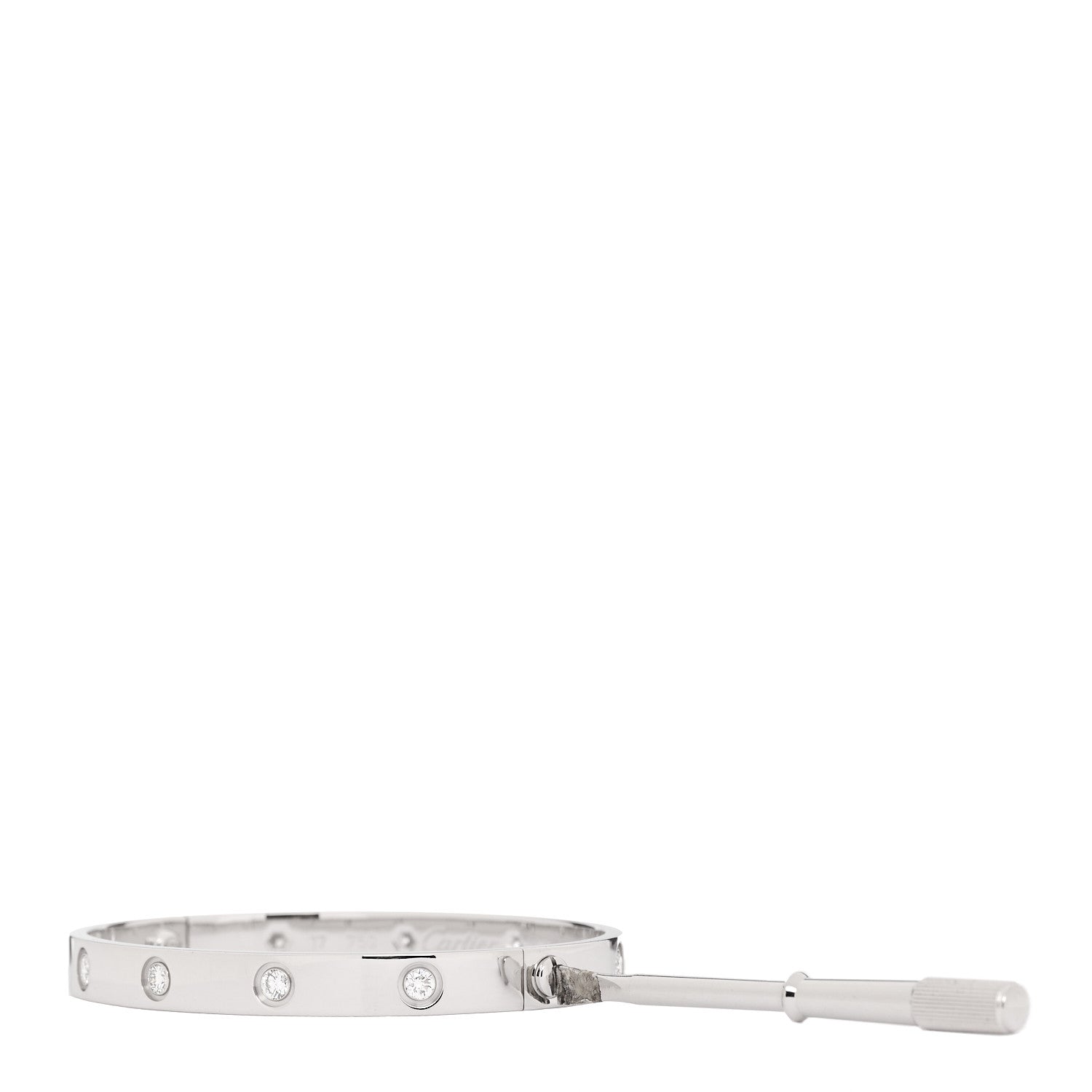 Cartier 18K White Gold 10 Diamond LOVE Bracelet 17 4 of 10