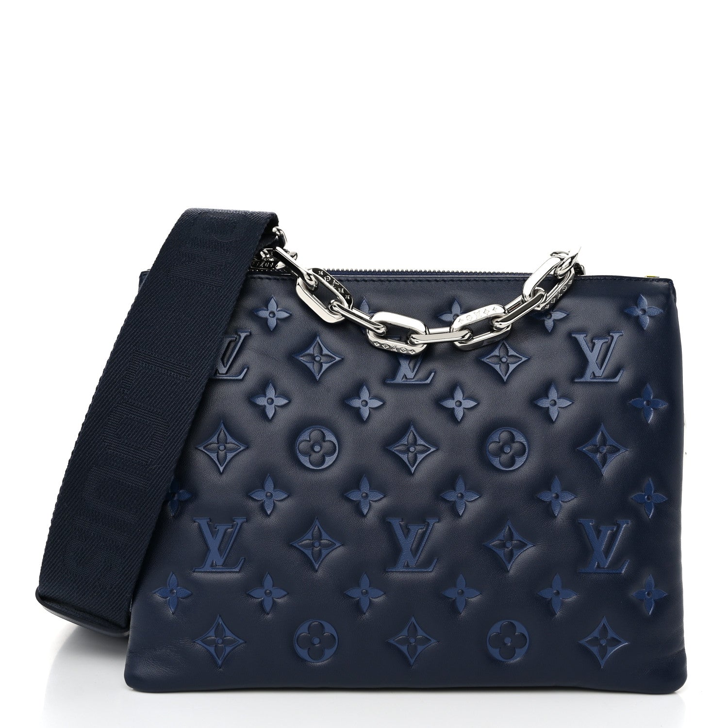 Louis Vuitton Lambskin Embossed Monogram Coussin PM Navy 1 of 10