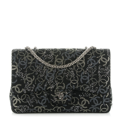 Chanel Tweed Strass Jumbo Pudong Flap Black 1 of 8
