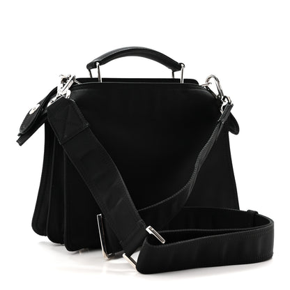 Fendi Nylon Vitello Cover Logo Embossed Mini Peekaboo I SEE U Satchel Black White 3 of 9