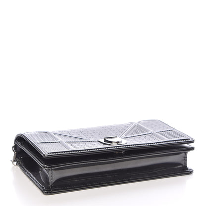 Christian Dior Metallic Patent Micro-Cannage Diorama Wallet on Chain Pouch Onyx Black 4 of 9