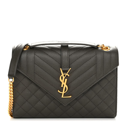Saint Laurent Grain De Poudre Textured Mixed Matelasse Triquilt Medium Monogram Satchel Pebble 1 of 11