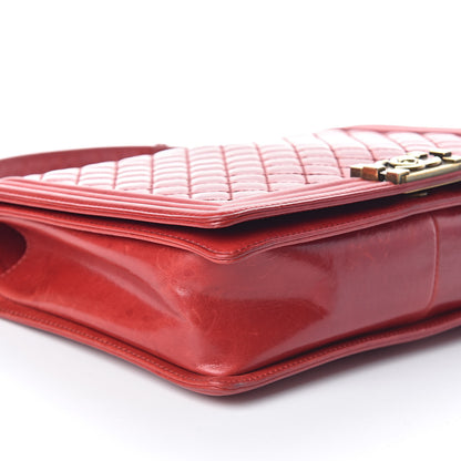 Chanel Aged Glazed Calfskin Quilted Large Boy Flap Red 9 of 10