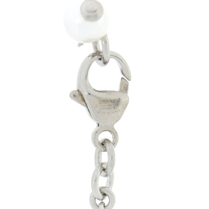 Chanel Crystal Pearl CC Pendant Necklace Silver 6 of 6