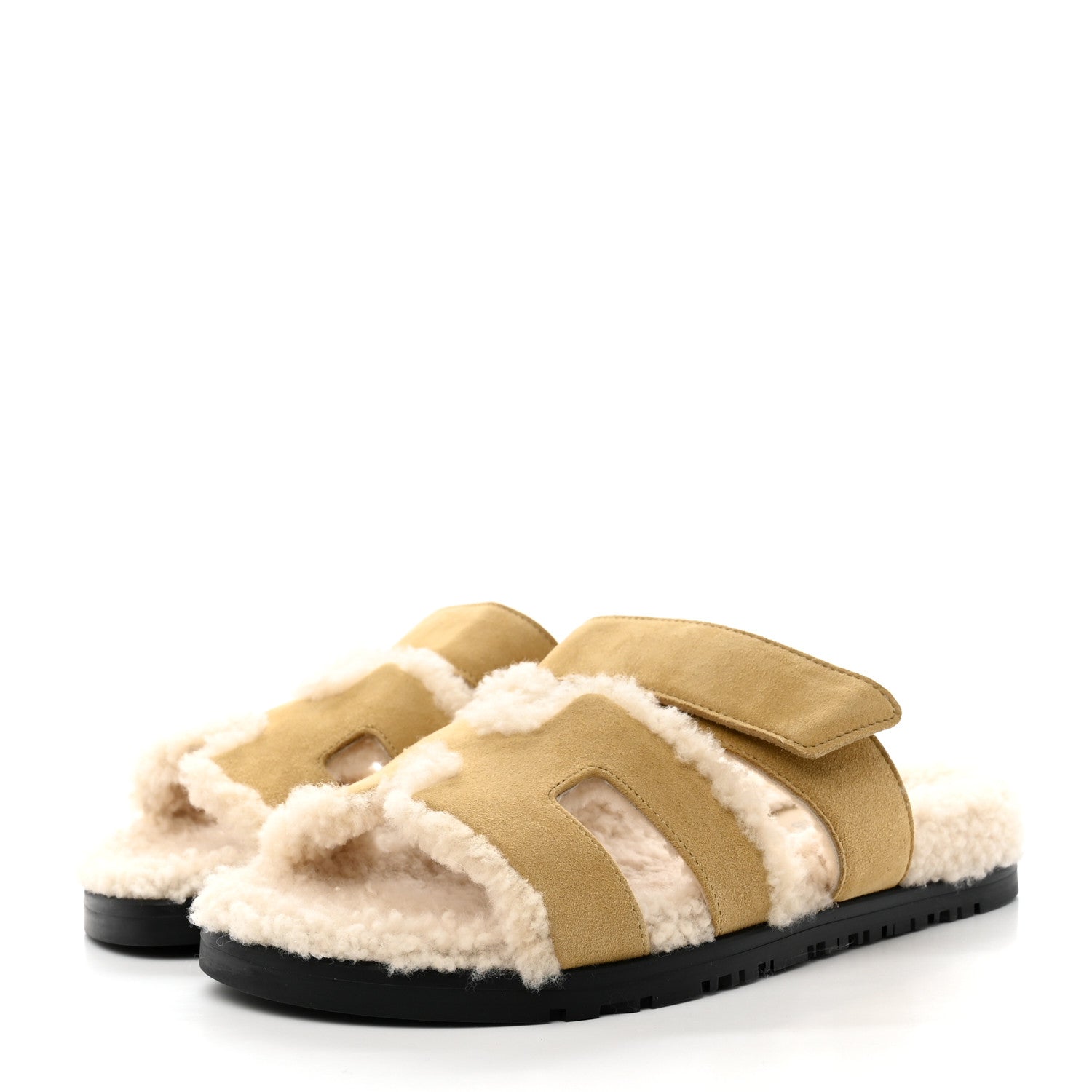 Hermes Suede Goatskin Woolskin Womens Chypre Sandals 35.5 Beige Albatre Ecru 3 of 10
