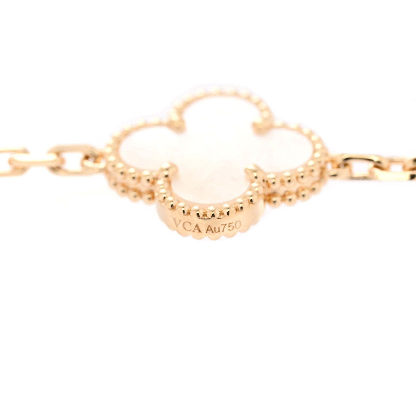 18K Yellow Gold Mother of Pearl 10 Motifs Vintage Alhambra Necklace