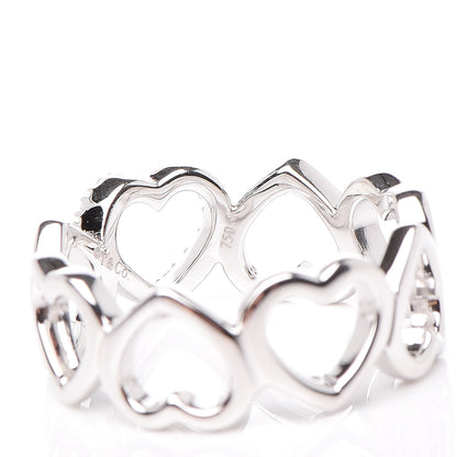 Tiffany 18K White Gold Diamond Hearts Eternity Band Ring 49 4.75 5 of 5