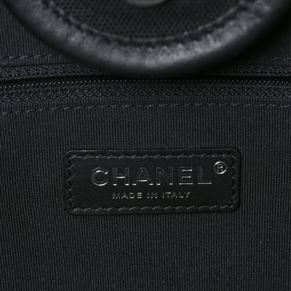 Chanel Canvas Calfskin Striped Medium Deauville Tote Black White 7 of 10