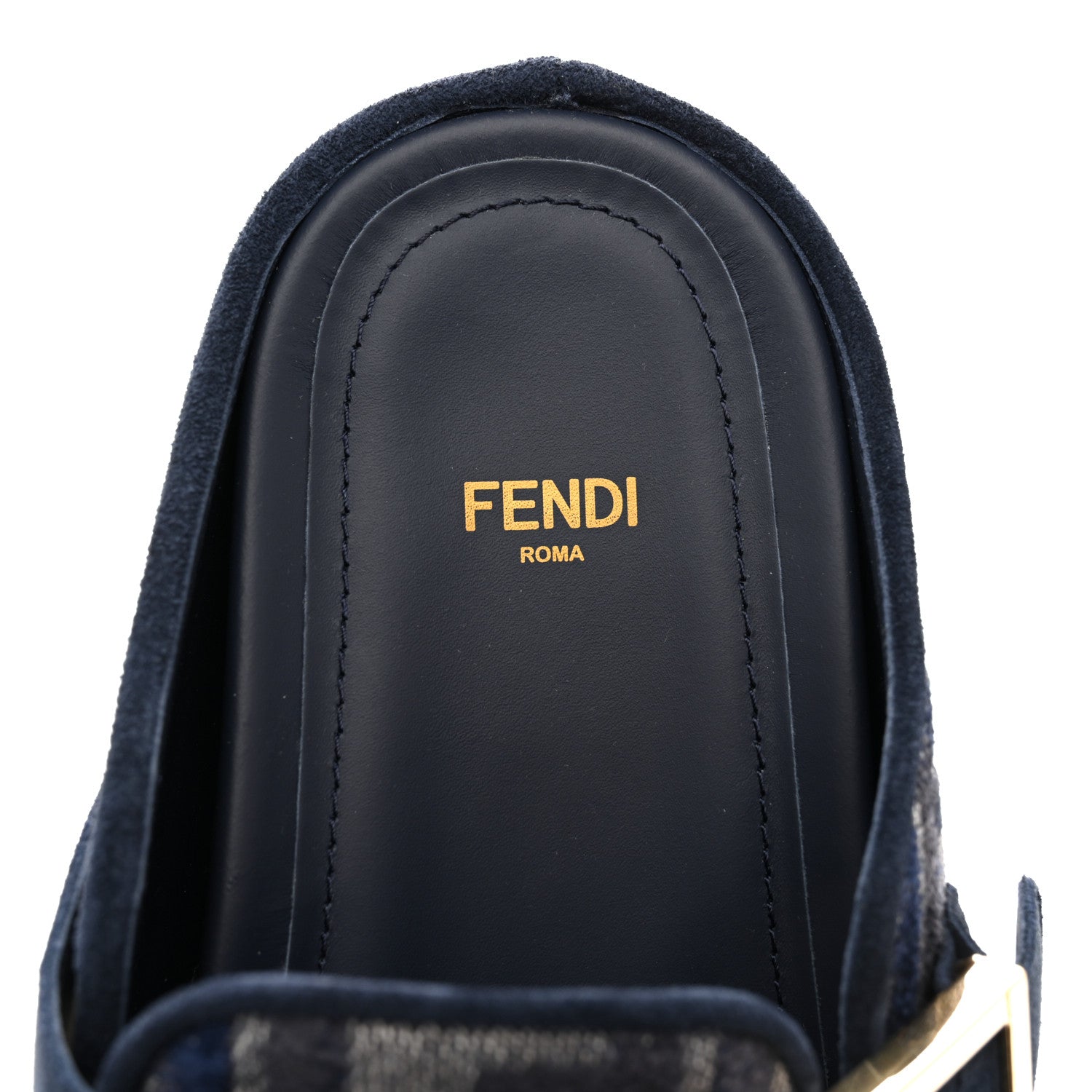 Fendi Velvet FF Fendi Feel Mules 38 Grigio Blue Midnight Blue 7 of 10