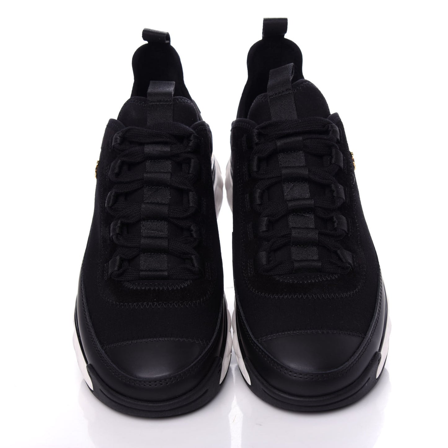 Velvet Calfskin Mixed Fibers CC Sneakers 37 Black