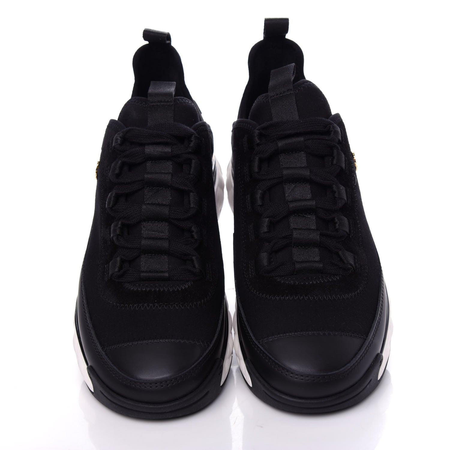 Chanel Velvet Calfskin Mixed Fibers CC Sneakers 37 Black 5 of 11