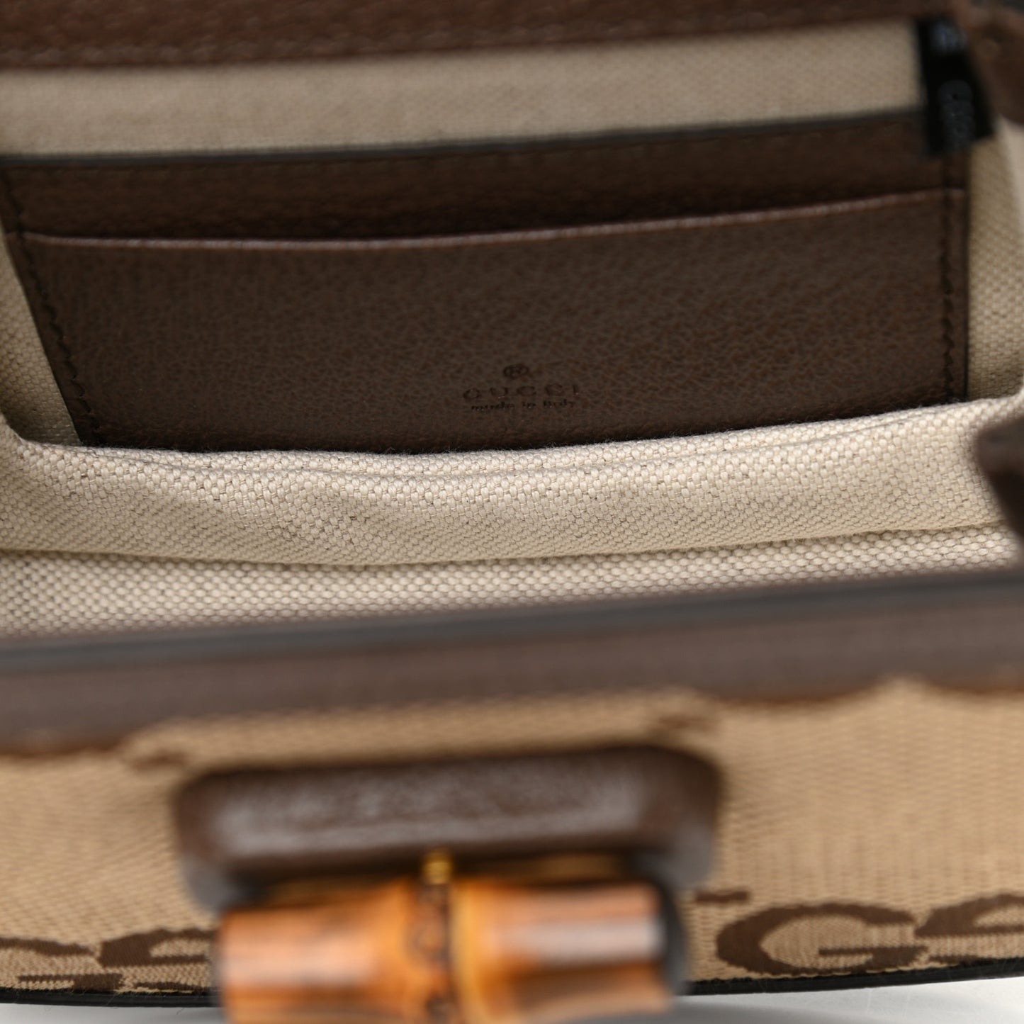 Monogram Jumbo GG Textured Dollar Calfskin Web Mini Bamboo 1947 Top Handle Bag Camel Ebony New Acero