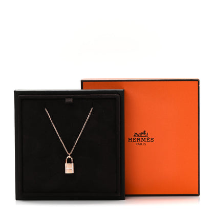 Hermes 18K Rose Gold Diamond Amulettes Cadenas Pendant Necklace 5 of 5