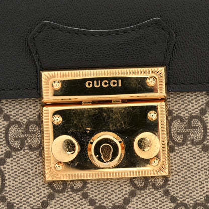 Gucci GG Supreme Monogram Calfskin Mini Padlock Top Handle Shoulder Bag Beige Black Cuir 12 of 12
