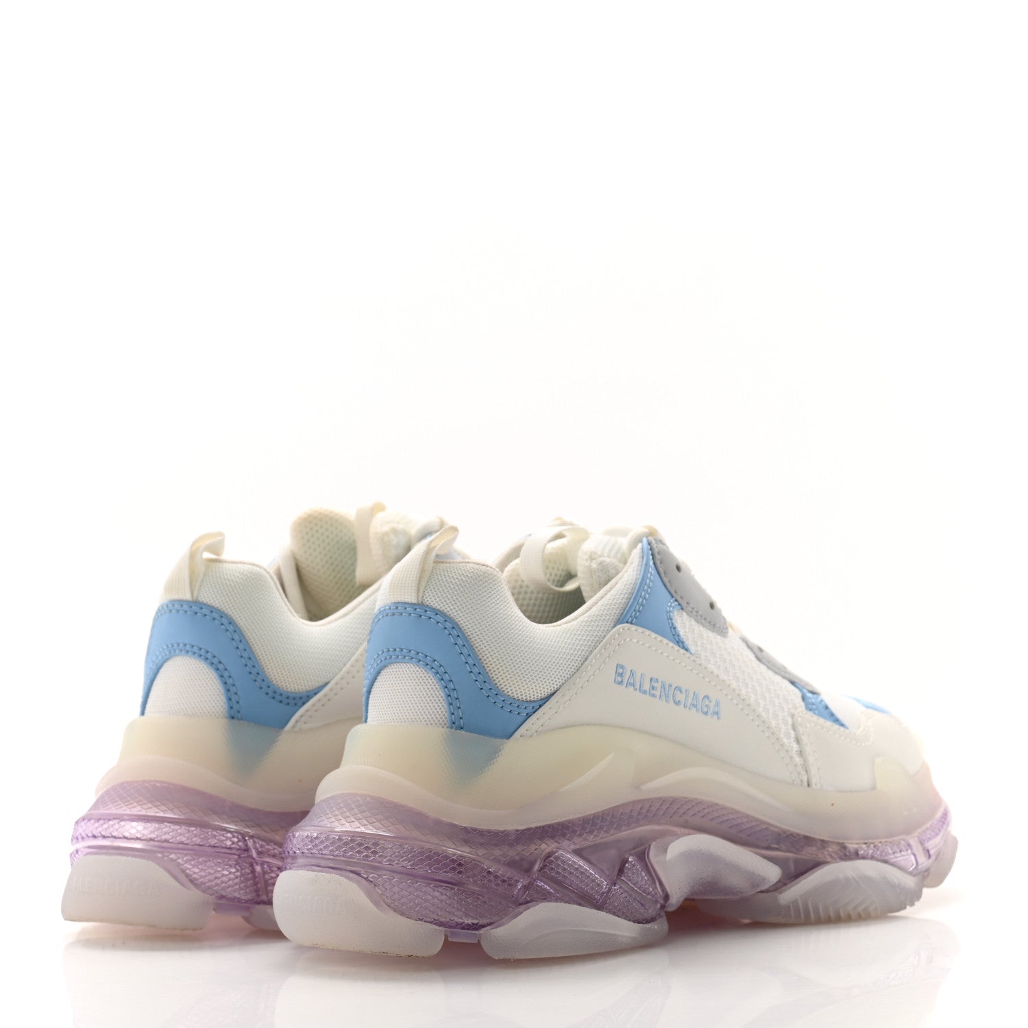 Balenciaga Fabric Mesh Clear Sole Womens Triple S Sneakers 38 Light Blue Grey Lilac White 4 of 10