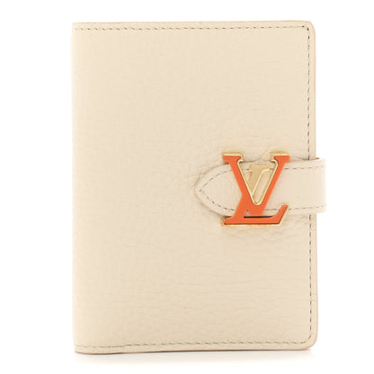 Louis Vuitton Taurillon Capucines Vertical Compact Wallet Pearly Cream Coral 1 of 7