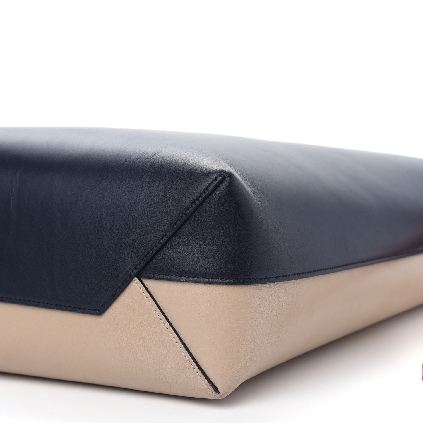 Shiny Smooth Calfskin Small Twisted Cabas Navy Beige