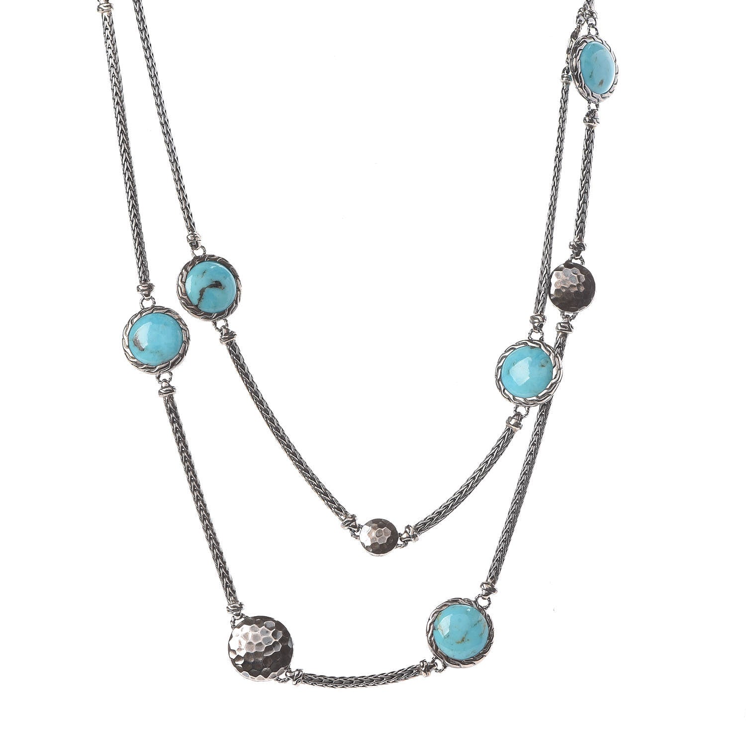 John Hardy Sterling Silver Blue Dot Disc Station Necklace 1 of 5