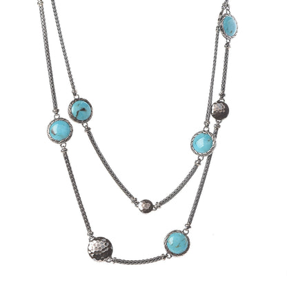 John Hardy Sterling Silver Blue Dot Disc Station Necklace 1 of 5