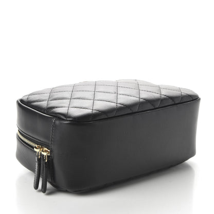 Chanel Lambskin Quilted Medium Curvy Pouch Cosmetic Case Black 4 of 11