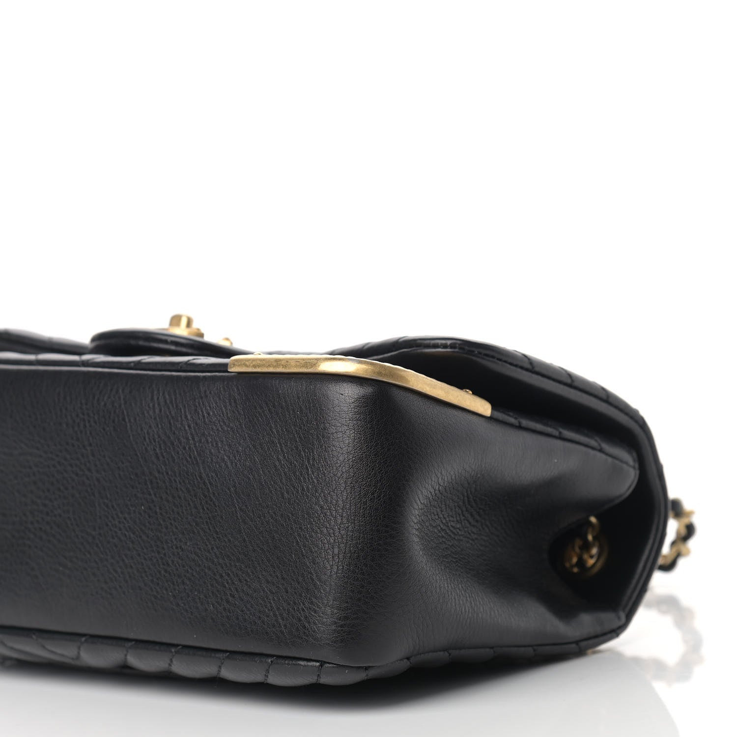 Chanel Calfskin Chevron Quilted Mini Rock The Corner Flap Black 9 of 11
