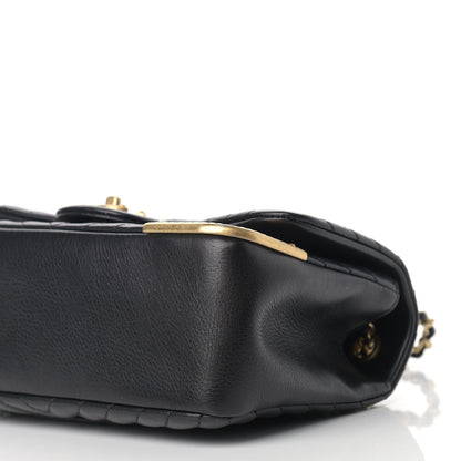 Chanel Calfskin Chevron Quilted Mini Rock The Corner Flap Black 9 of 11