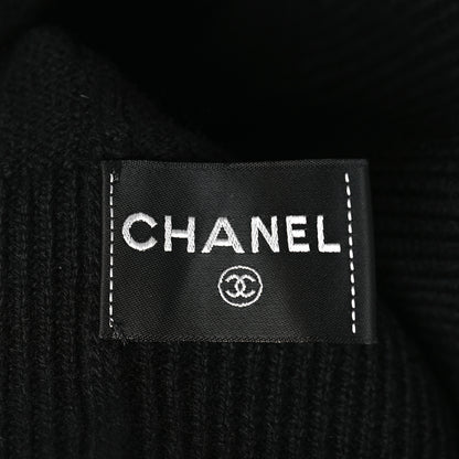 Chanel Cashmere CC Beanie Hat Black 3 of 4