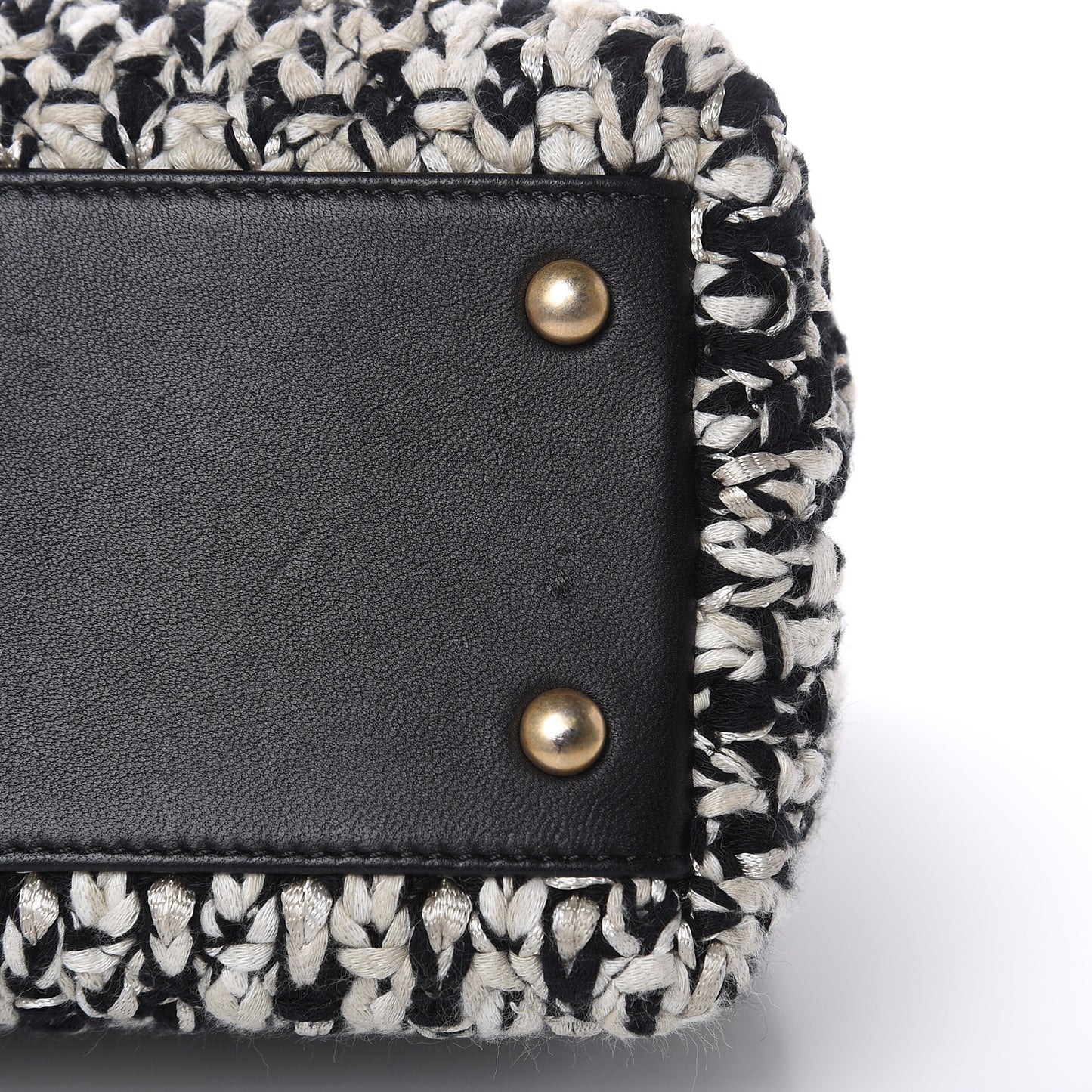 Crochet Small Coco Handle Flap Black Beige
