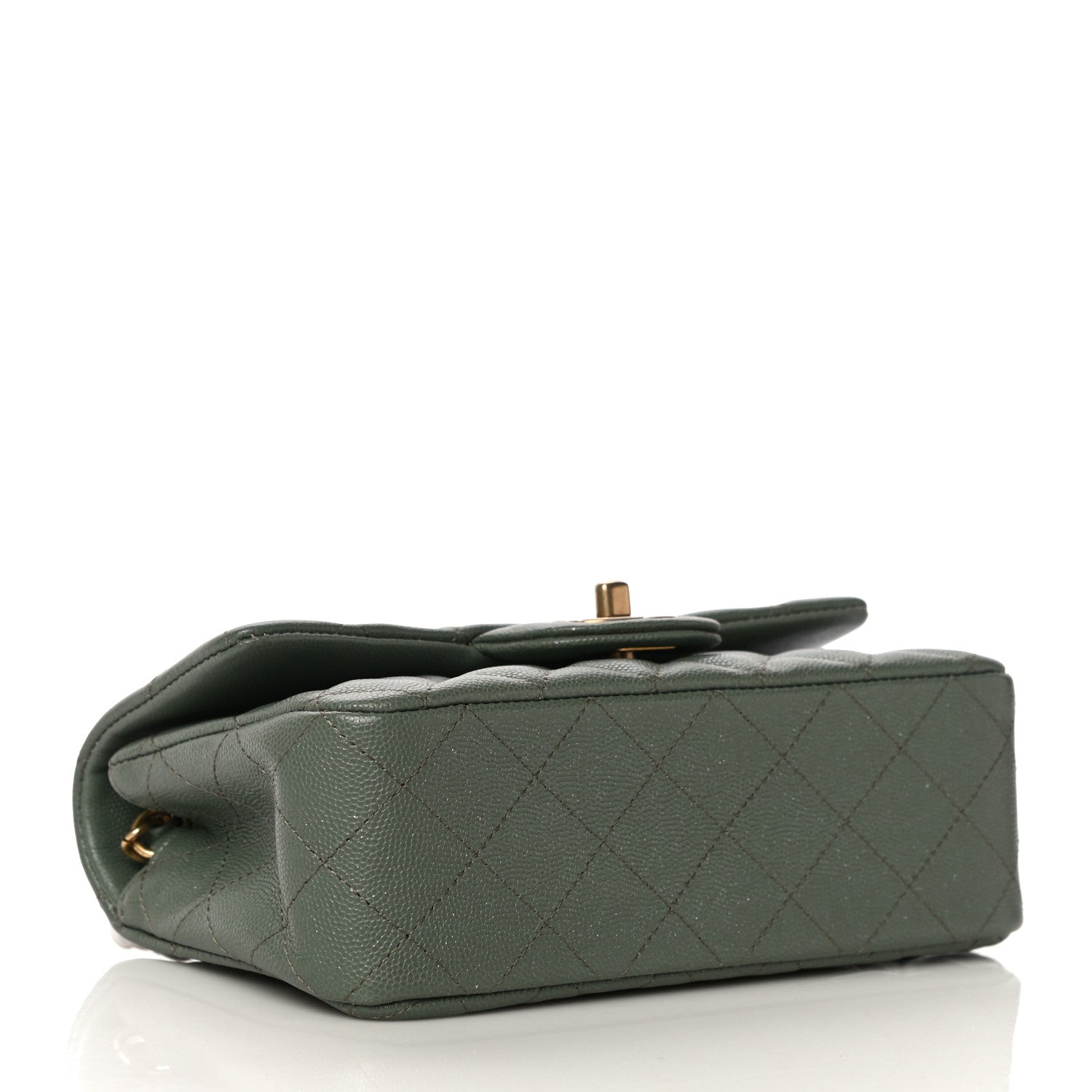 Chanel Caviar Quilted Mini Rectangular Flap Green 3 of 9