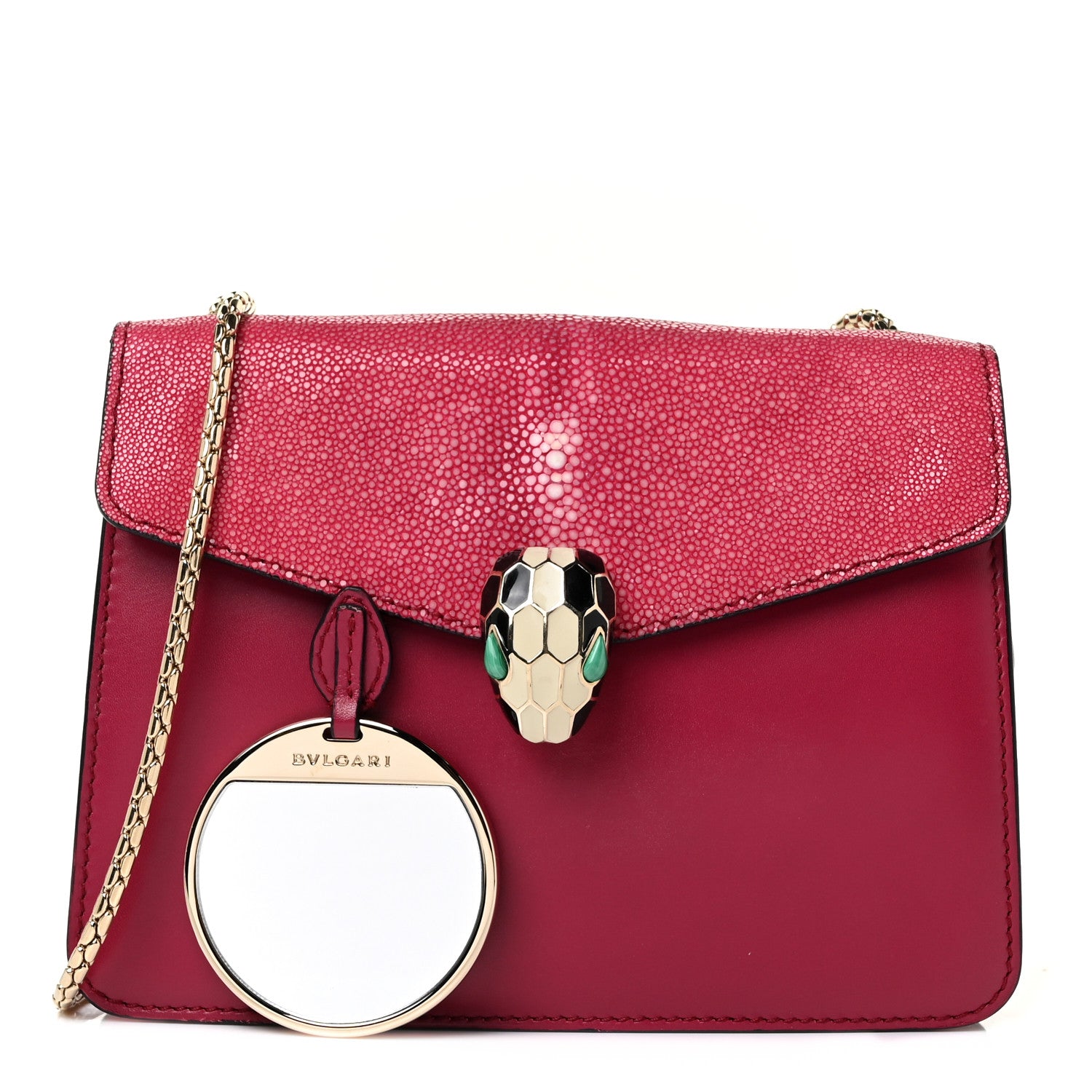 Bulgari Calfskin Galuchat Serpenti Forever Crossbody Bag Red 1 of 8