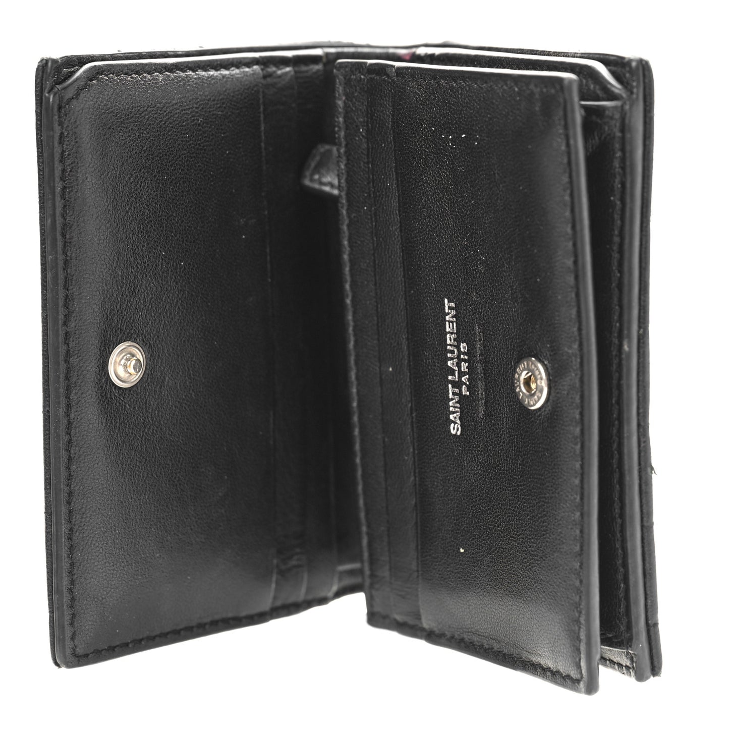 Lambskin Y Quilted Monogram Loulou Flap Wallet Black