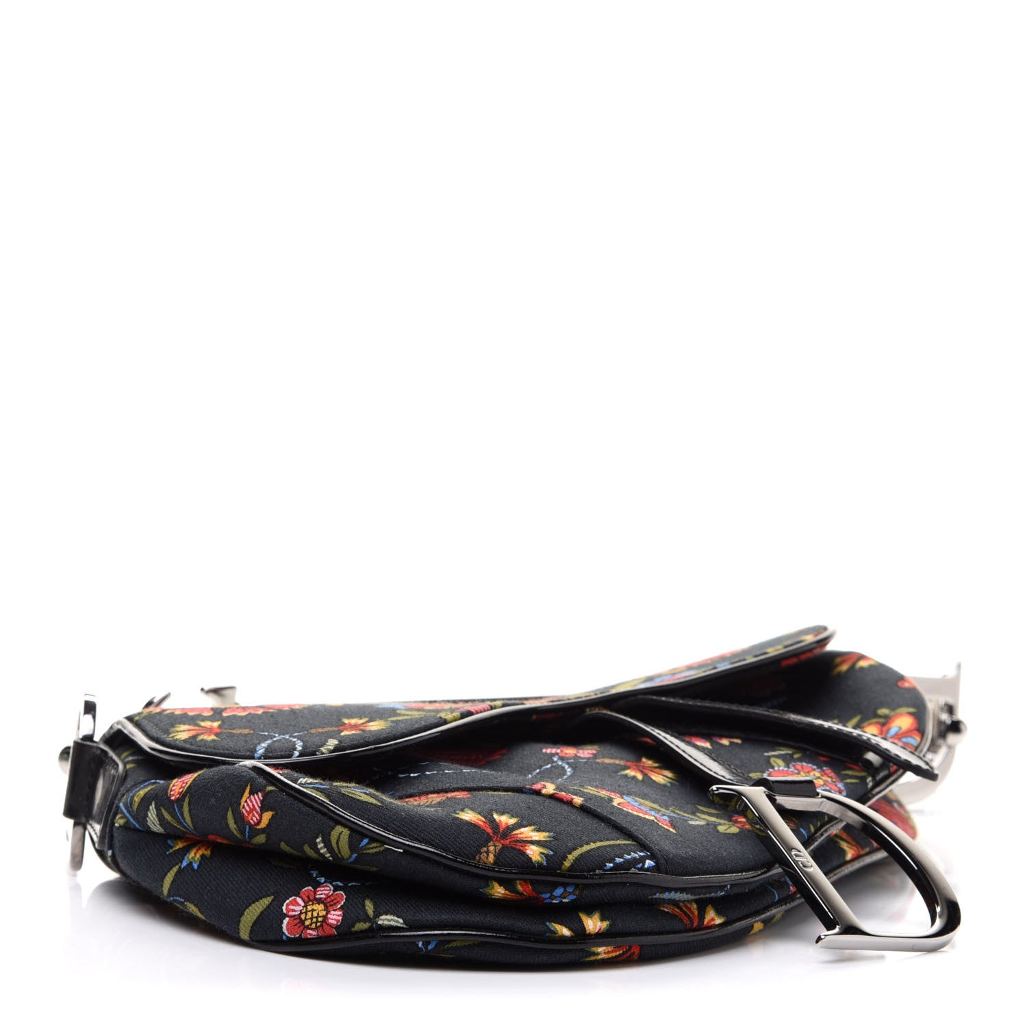 Christian Dior Canvas Floral Saddle Bag Black 4 of 13