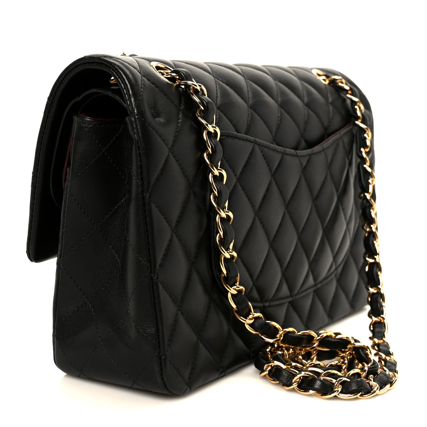 Lambskin Quilted Medium Double Flap Black