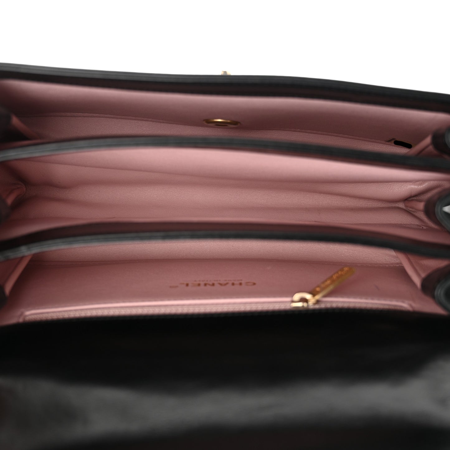 Iridescent Calfskin Quilted Small Straight Lined Flap Black