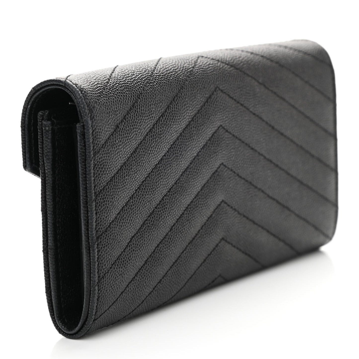 Grain De Poudre Matelasse Chevron Monogram Flap Wallet Black