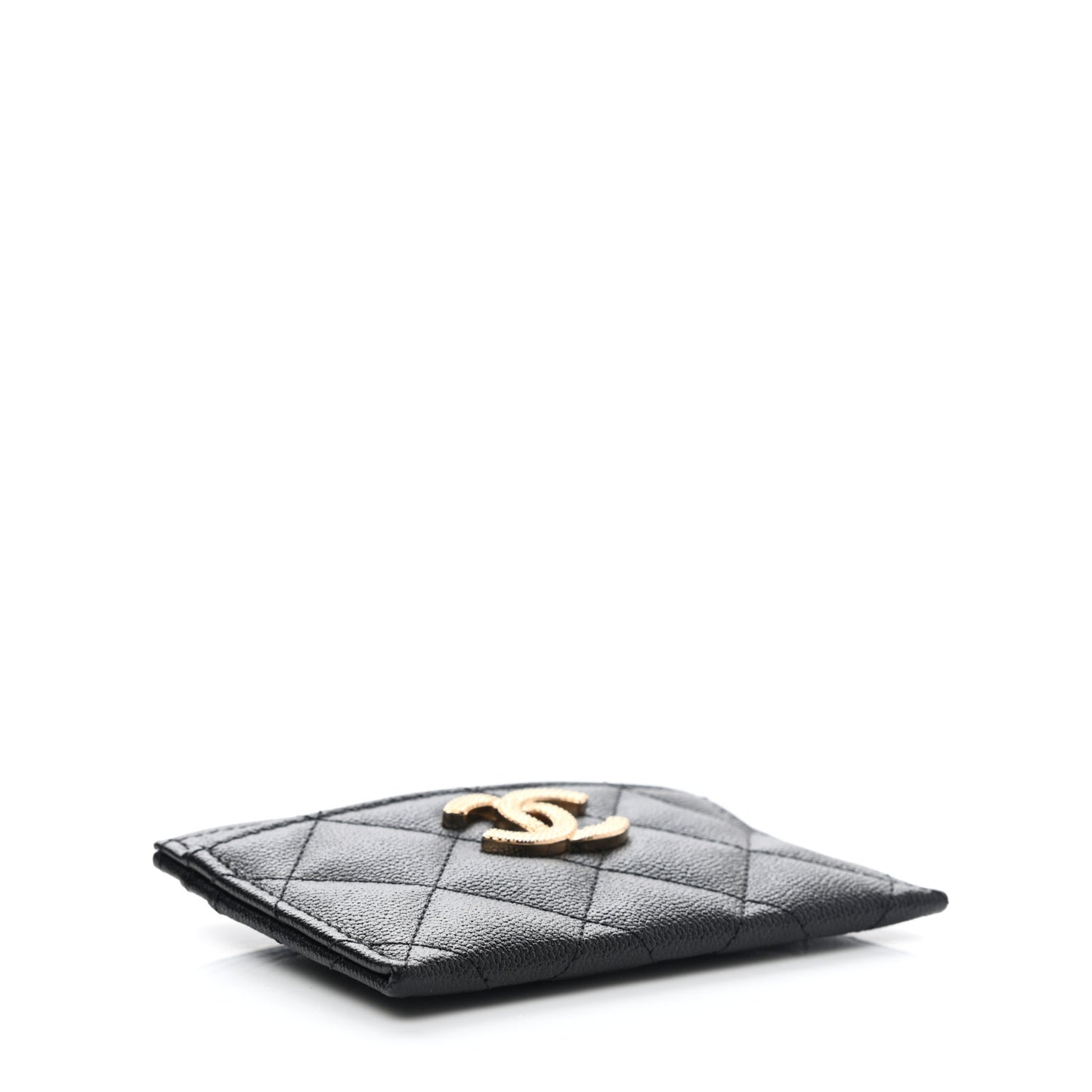 Caviar Quilted Studded CC Card Holder Black