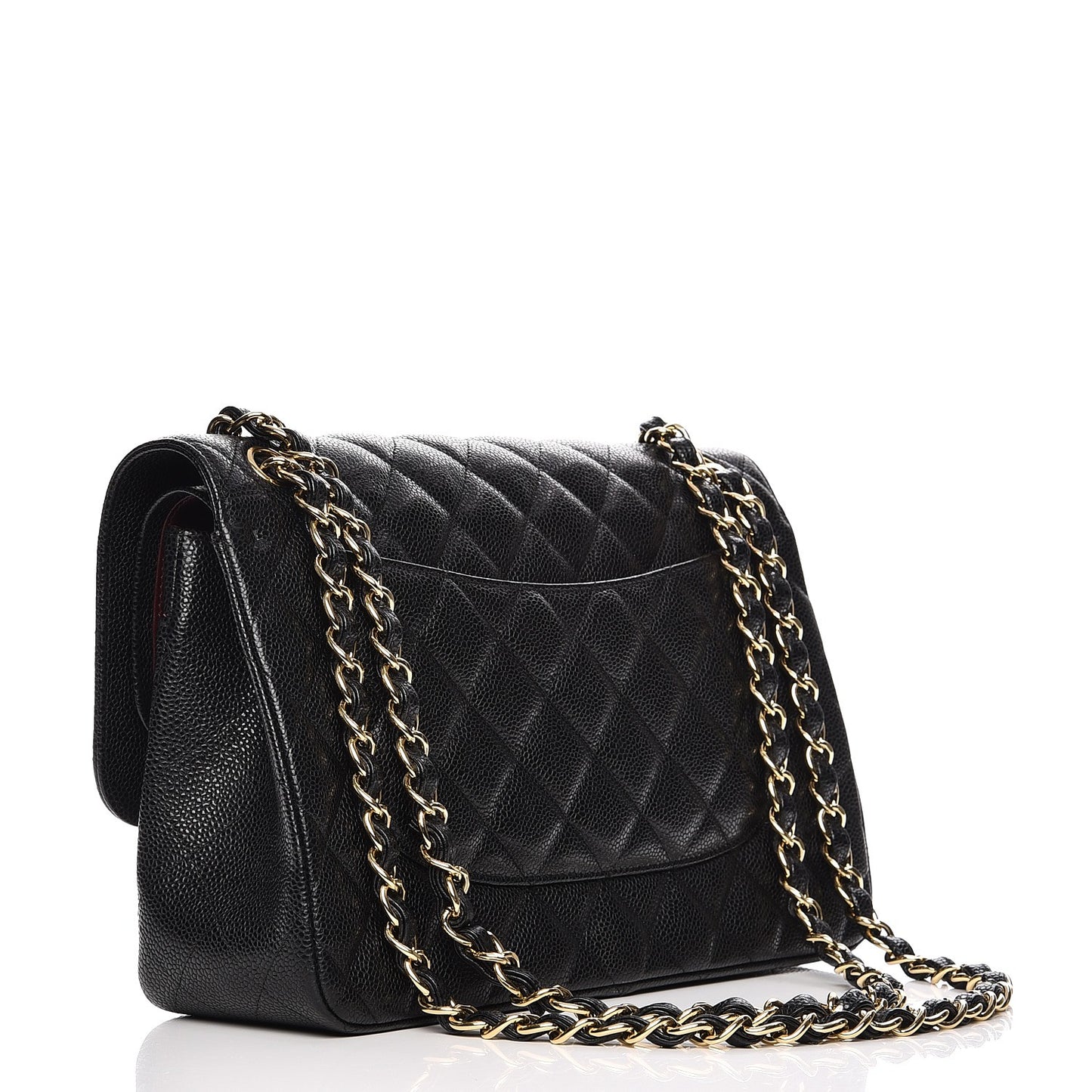 Caviar Quilted Jumbo Double Flap Black