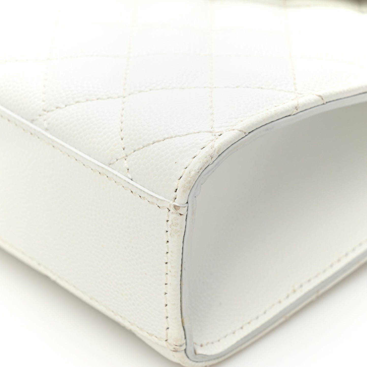 Grain De Poudre Textured Mixed Matelasse Medium Triquilt Monogram Satchel White