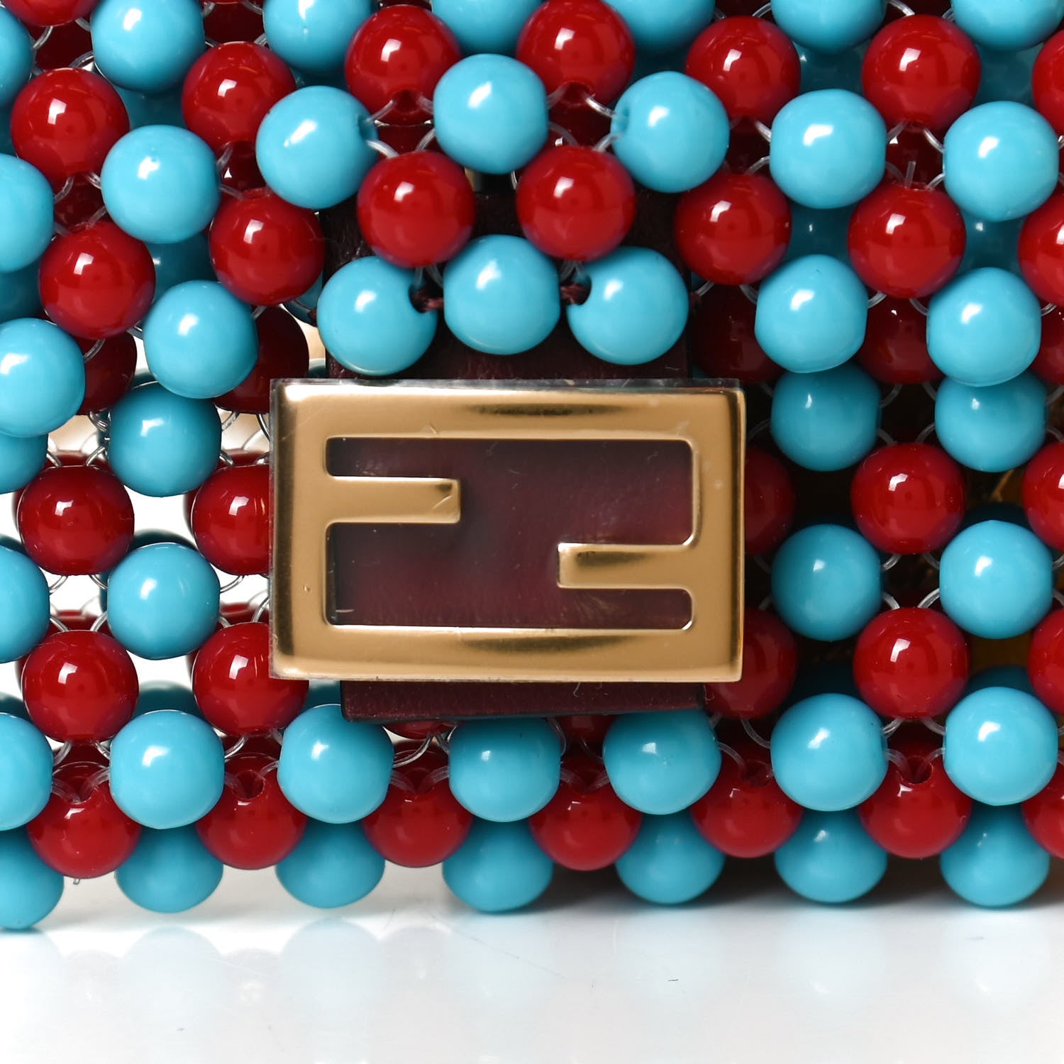 Fendi Glass Beaded Mini Pico Baguette Charm Red Blue 7 of 10