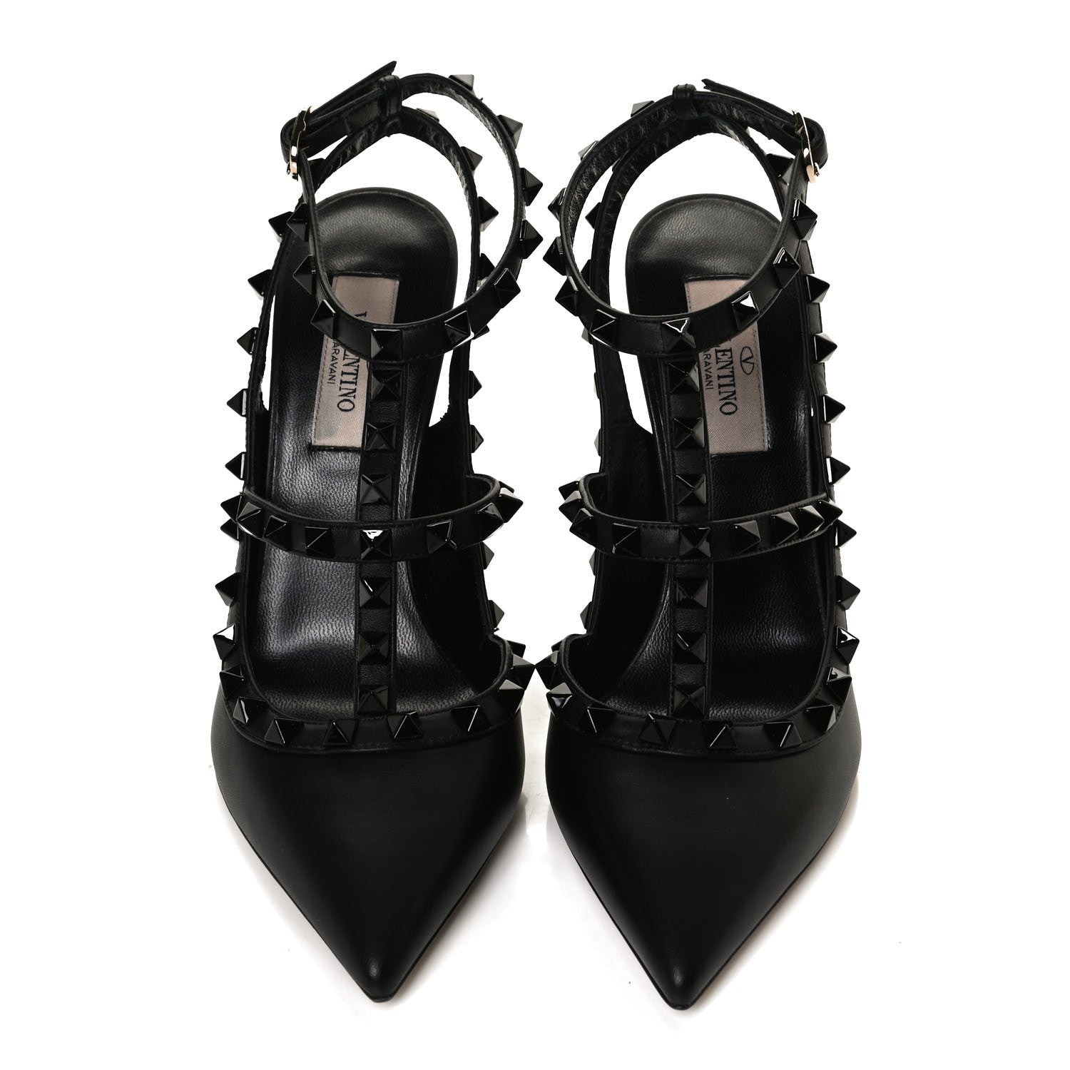 Valentino Garavani Calfskin Lacquered Monochrome Rockstud Ankle Strap 100mm Pumps 36.5 Black 5 of 9