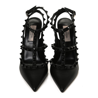 Valentino Garavani Calfskin Lacquered Monochrome Rockstud Ankle Strap 100mm Pumps 36.5 Black 5 of 9