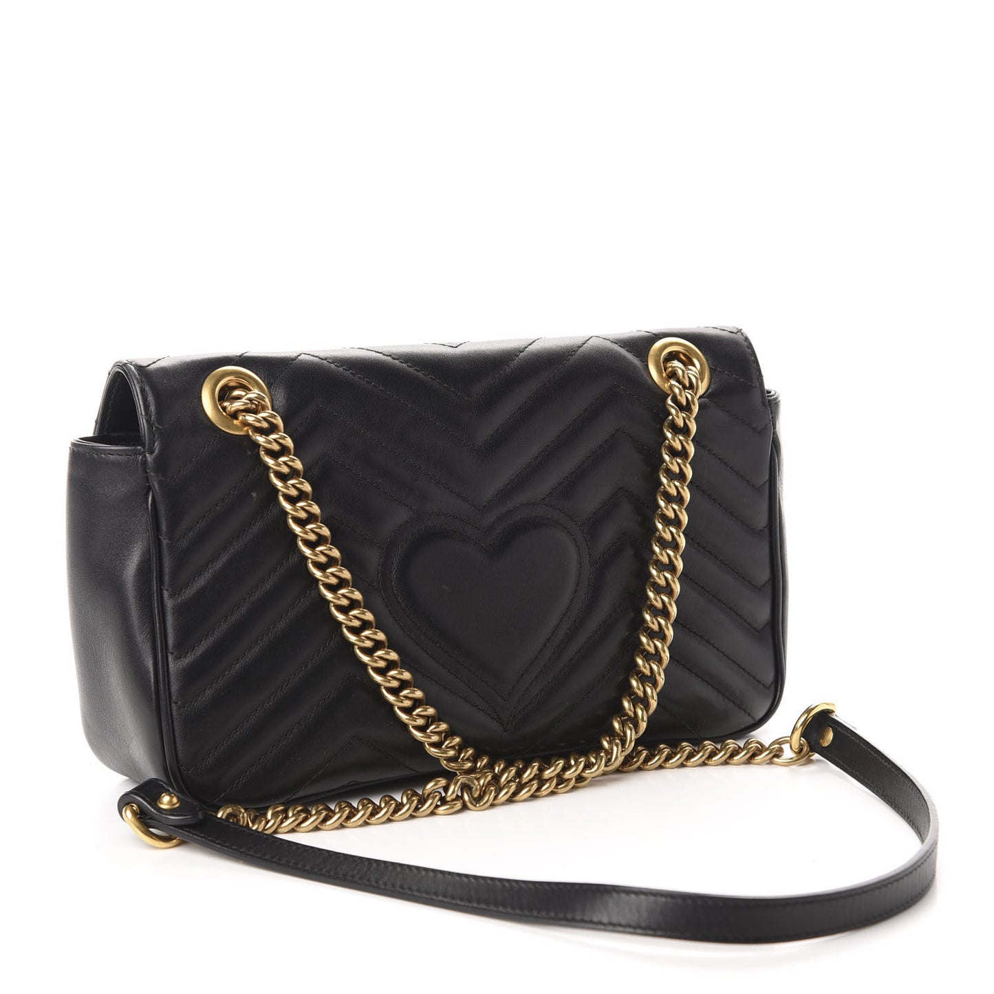 Calfskin Matelasse Small GG Marmont Shoulder Bag Black