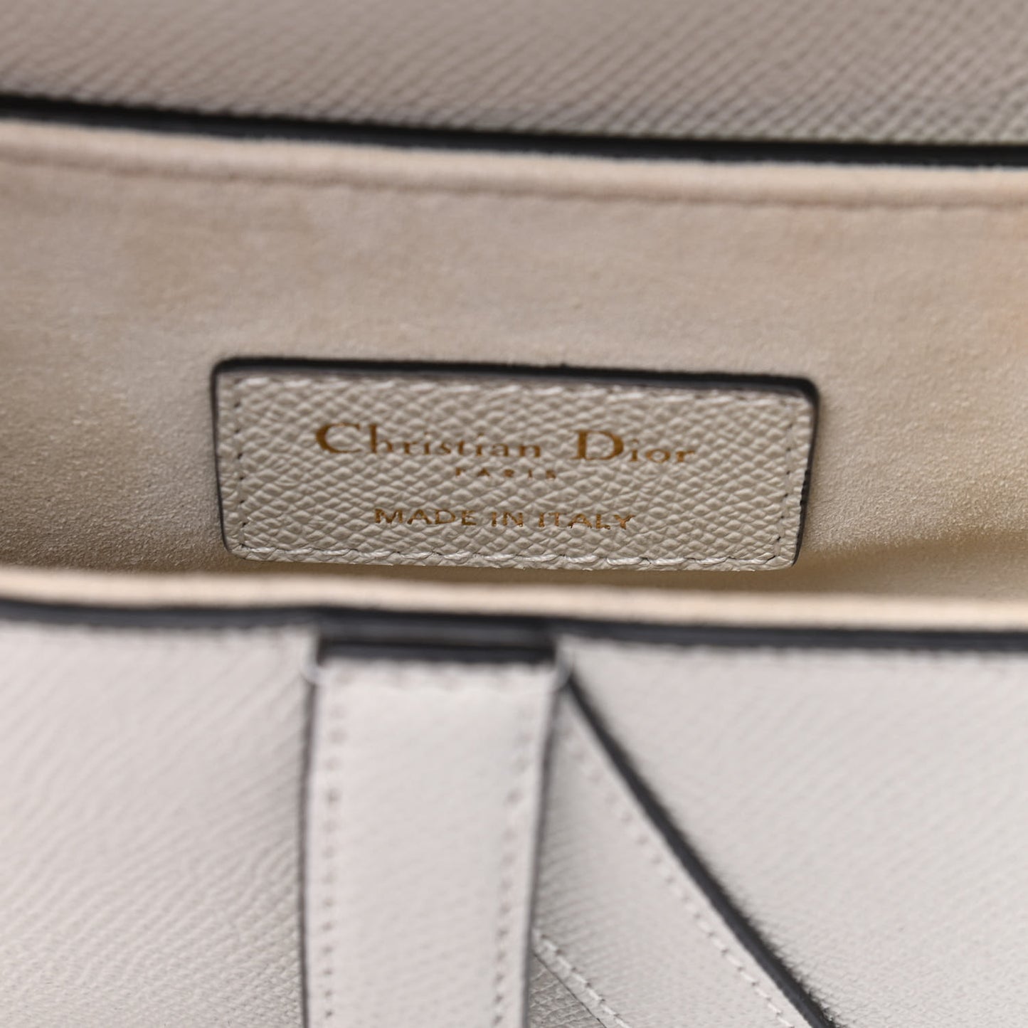 Grained Calfskin Mini Saddle Bag White