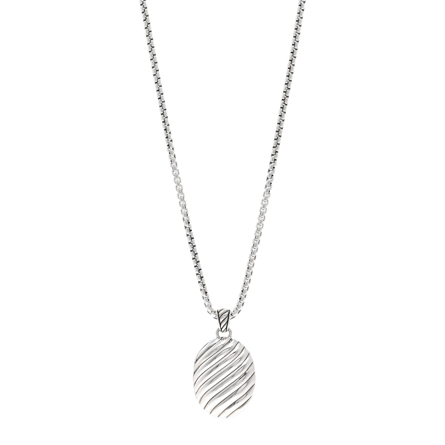 David Yurman Sterling Silver Oval Cable Locket Pendant Necklace 1 of 4