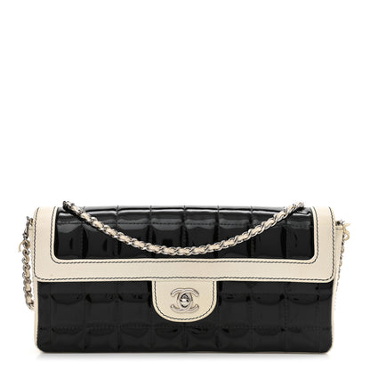 Chanel Patent Lambskin East West Chocolate Bar Flap Black White 1 of 12