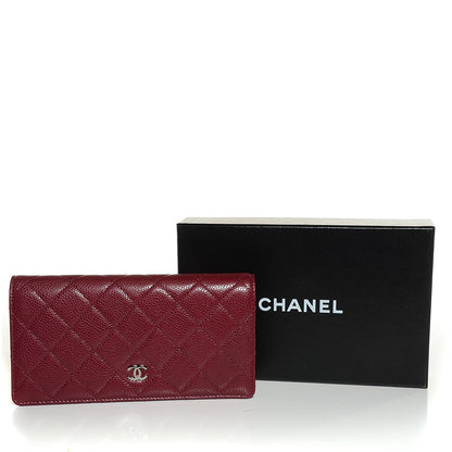 Chanel Caviar Quilted Yen Wallet Dark Red 5 of 9