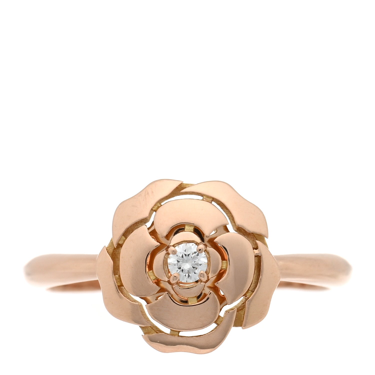 Chanel 18K Rose Gold Diamond Extrait de Camelia Ring 54 6.75 1 of 4