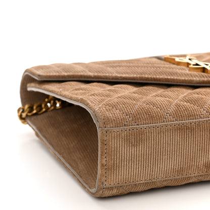Saint Laurent Canvas Calfskin Mixed Matelasse Triquilt Medium Monogram Satchel Beige 8 of 11