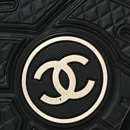 Chanel Suede Calfskin Fabric CC High Top Sneakers 37 Black Turquoise Gold 6 of 7