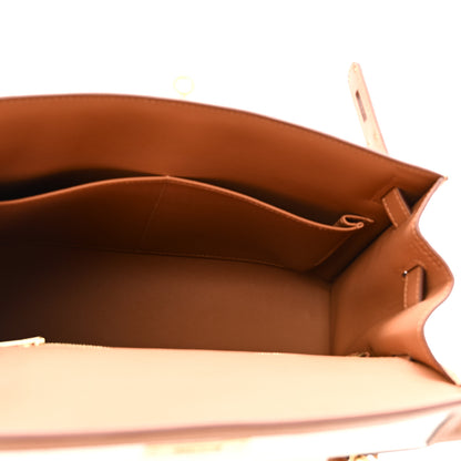 Hermes Toile H Swift Kelly Sellier 28 Ecru Gold 5 of 11
